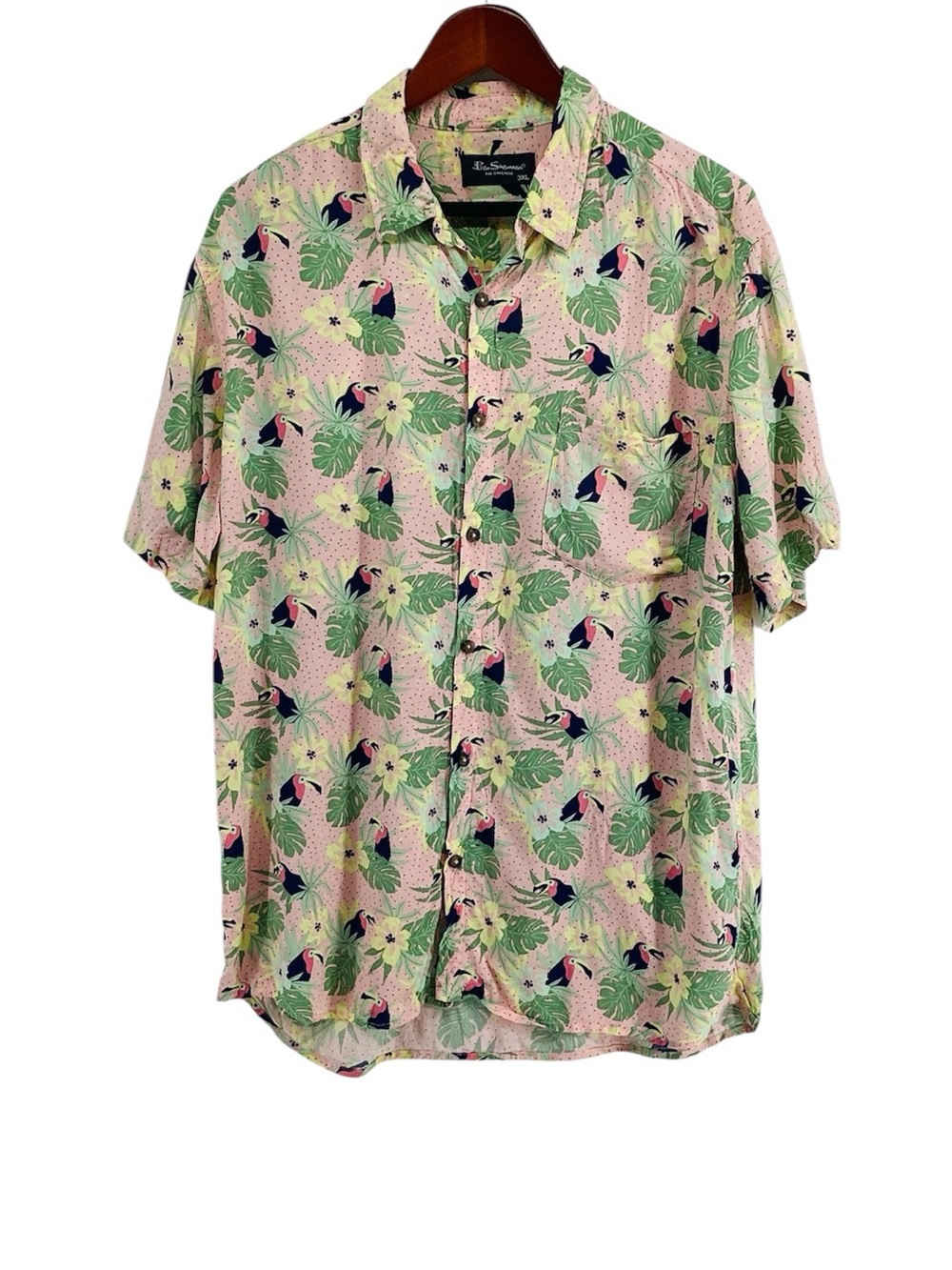 🐷 Ben Sherman Floral Short Sleeve Button Down, Size Large